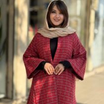 پالتو عروسکی طرحدار قرمز طوسی