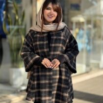 پالتو عروسکی مشکی نسکافه ای چهارخونه