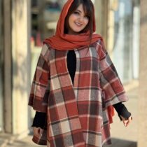 پالتو عروسکی نارنجی کرم قهوه ای چهارخونه