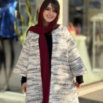 پالتو عروسکی سفید خط زرشکی