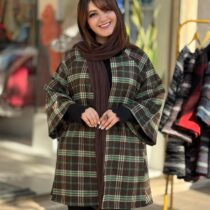 پالتو عروسکی قهوه ای راه راه سبز کرم