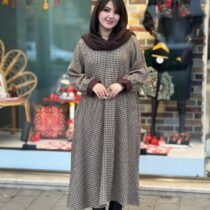 پیراهن هدیه پیچازی قهوه ای کرم