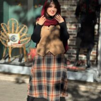 ست جلیقه دامن آذر نسکافه ای آجری