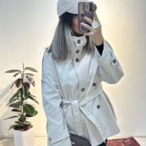 ترنچ کت کوتاه کرم استخونی