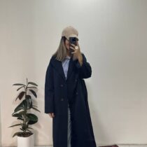 ترنچ کت بلند سورمه ای