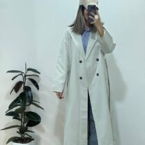 ترنچ کت بلند کرم استخونی