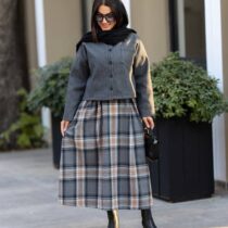 کت و سارافون عسل طوسی