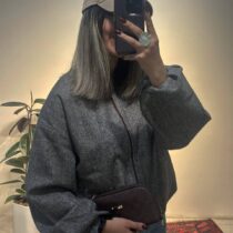 بامبر جناغی قهوه ای سفید