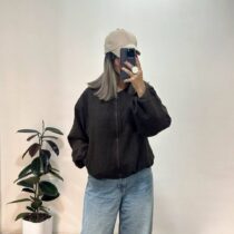 بامبر جناغی قهوه ای مشکی