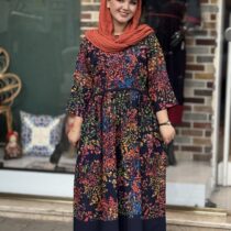 پیراهن نرگس سورمه ای رنگی فسفری