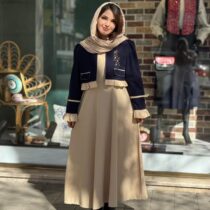 کت و سارافون بوته سورمه ای کرم