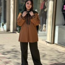 ست دو تیکه باران حنایی یشمی