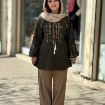 ست دو تیکه باران یشمی نسکافه ای