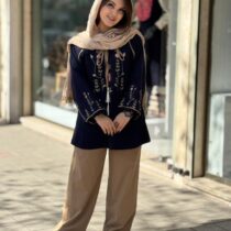 ست دو تیکه باران سورمه ای نسکافه ای