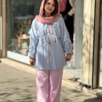 ست دو تیکه باران صورتی آبی