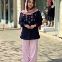 ست دوتیکه مانیدا سورمه ای صورتی