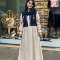 پیراهم جلیقه ترنم کرم سورمه ای