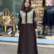 پیراهم جلیقه ترنم قهوه ای خاکی نسکافه ای