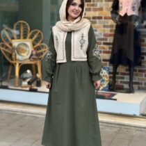 پیراهم جلیقه ترنم یشمی کرم