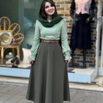 شومیز دامن ساچلی سبز یشمی