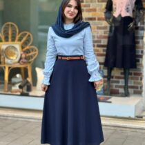 شومیز دامن ساچلی آبی سورمه ای