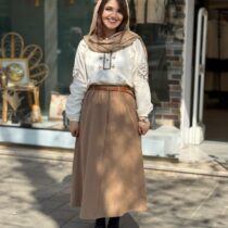 ست شومیز دامن روناک نسکافه ای