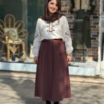 ست شومیز دامن روناک شکلاتی