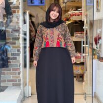 ست کراپ و سارافون سین مشکی اسب زمینه نسکافه ای