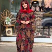 پیراهن آیگل طرح گل درشت نسکافه ای قرمز