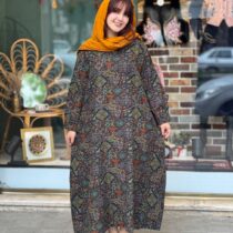 پیراهن آیگل طرح گلیم سنتی سبز آجری