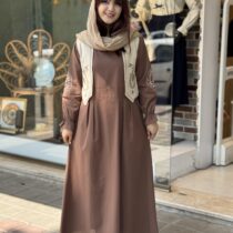 پیراهن جلیقه بته جقه شکلاتی کرم