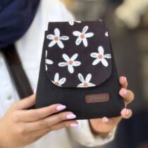 کیف دو کاره نبات مشکی گل سفید
