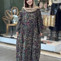 پیراهن آیگل سورمه ای برگ سبز