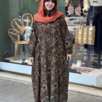 پیراهن آیگل گل درشت گرد قهوه ای