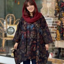 مانتو جلوبسته هنری مشکی طرح سوزندوزی