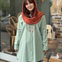 مانتو گلبرگ سبز آبی