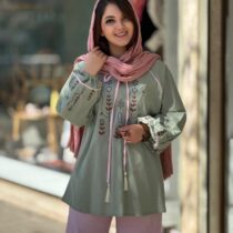 شومیز تک باران سبز پاستلی