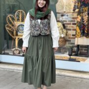 دامن چیندار یشمی