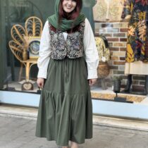 دامن چیندار یشمی