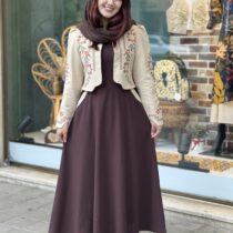 کت و سارافون گلگون قهوه ای
