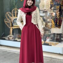 کت و سارافون گلگون زرشکی