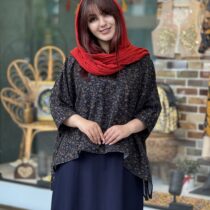 کراپ میم سورمه ای تیره گل ریز سبز
