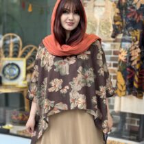 کراپ میم قهوه ای گل درشت نسکافه ای
