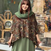کراپ میم قهوه ای گل درشت گرد