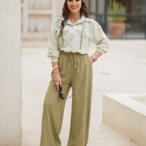 شومیز شلوار پالم کاهویی