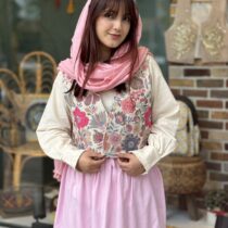 جلیقه بهارک گل درشت سرخابی