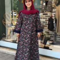 پیراهن پریا مشکی گل ریز زرشکی