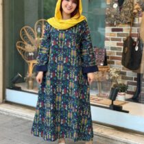 پیراهن پریا سورمه ای طرحدار