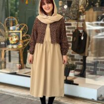 ست دو تیکه گندم کرم گل ریز قهوه ای کرم