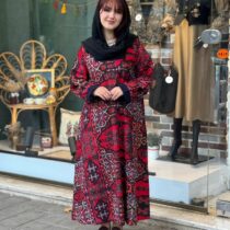پیراهن هدیه طرحدار سنتی زرشکی مشکی